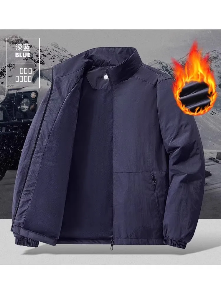 معطف رجالي من Thiened Fce مبطن للخريف والشتاء مقاوم للرياح وياقة واقفة ملابس عمل غير رسمية معطف واق من الرياح الرياضي #5