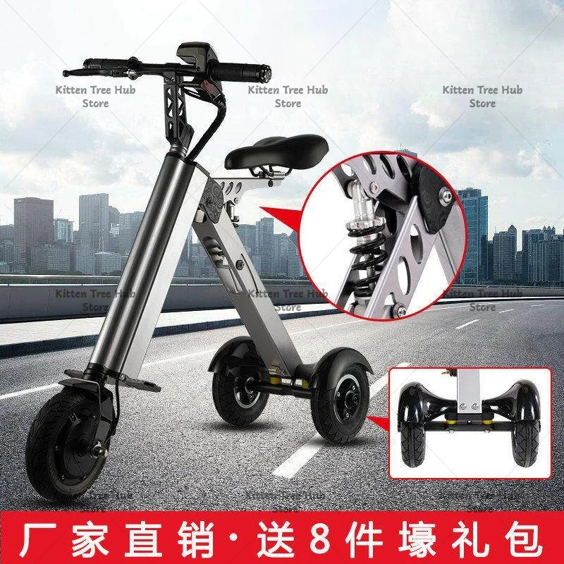Lightweight 3 Wheels Folding Electric Scooter, Aluminum Alloy Frame Brushless Motor Electric Scooter for Adult Daily Commute