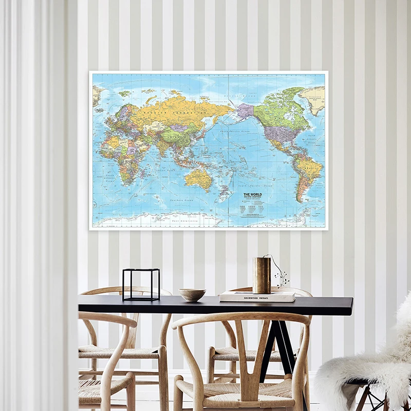 Grand affiche imprimée de carte du monde multi-tailles 2012, décoration murale suspendue en tissu Non tissé, tableau de fond, fournitures de voyage en anglais