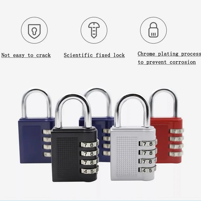 4 Digit Combination Padlock Keyless Password Zinc Alloy Code Door Lock For Luggage File Cabinet Gym Swimming Pool Drawer Locker