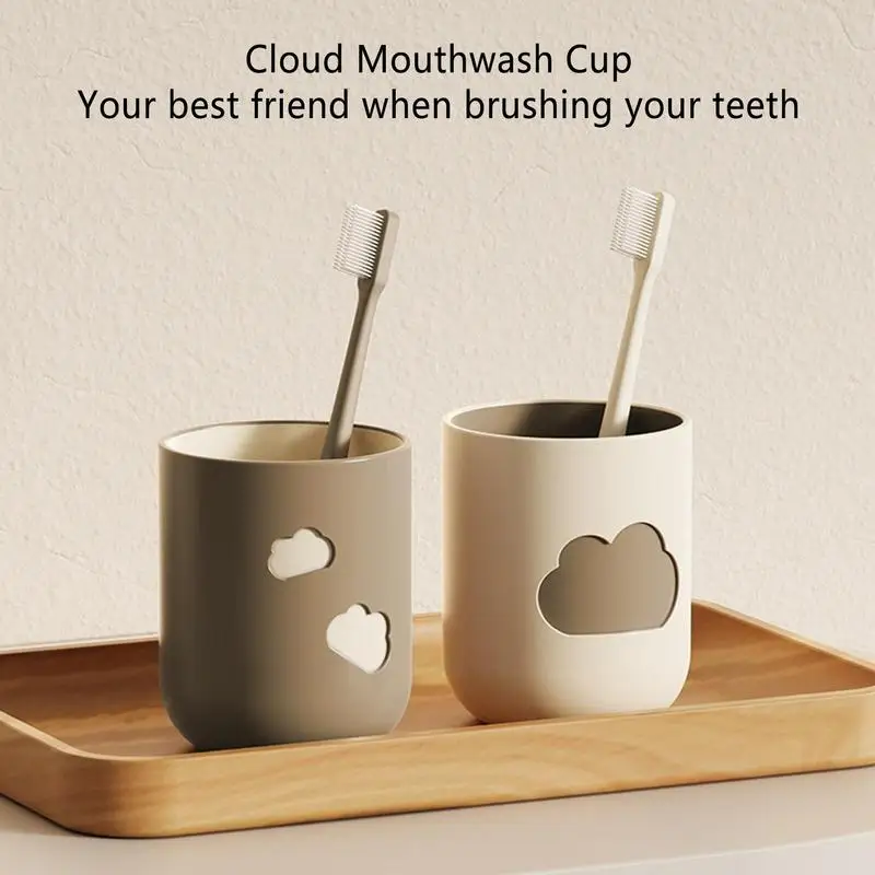 2pcs Bathroom Tumblers Plastic Mouthwash Cup Coffee Tea Water Mug Home Travel Cloud Pattern Toothbrush Holder Drinkware Cup