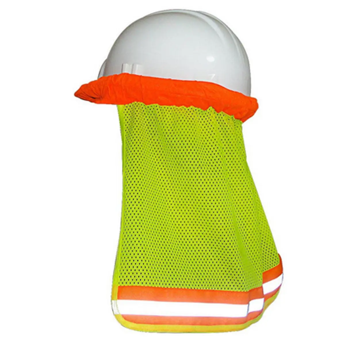 

Orange Mesh Cover Sun Shade Protector with Reflective Stripe Neck Shield Breathable Lightweight Foldable for Hard Hats