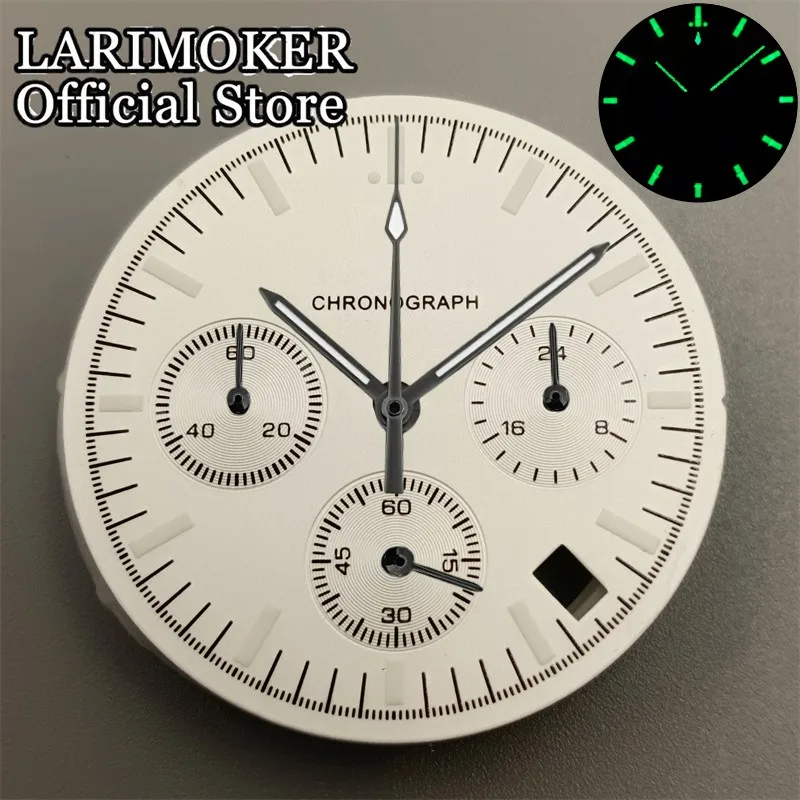 VK63LARIMOKER 31.5mm verde cinza branco preto movimento de quartzo mostrador de relógio e mãos de relógio VK63 mostrador de relógio luminoso Fit VK63 movemet