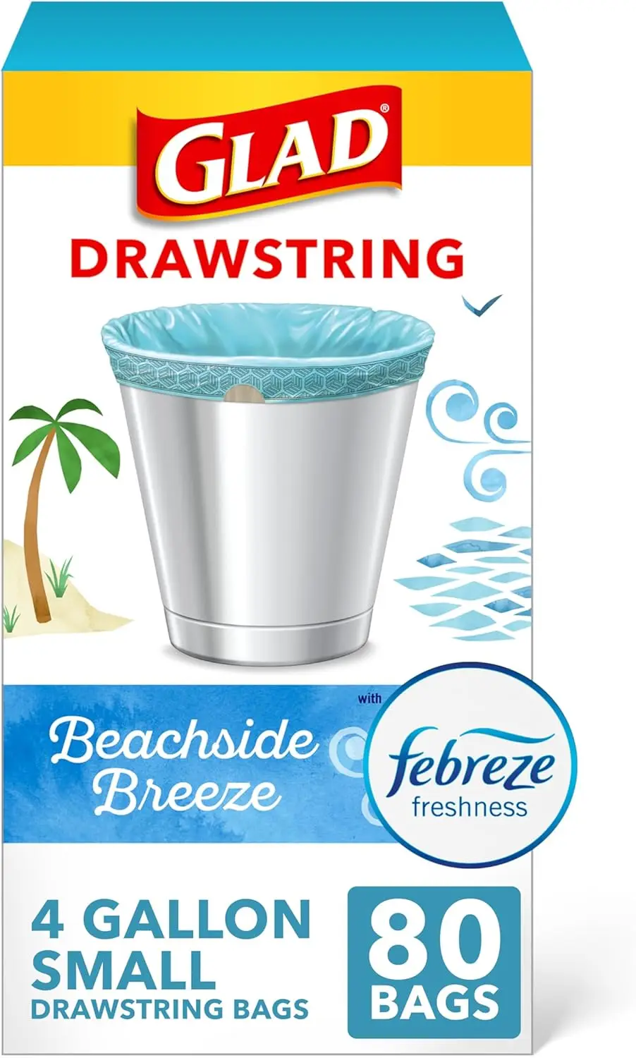 

4 Gallon Scented Drawstring Trash Bags, Odor Resistant, 80 Count for Small Cans