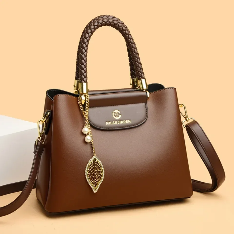 

Genuine Soft PU Leather Handbags for Women Vintage Shoulder Tote Bag Luxury Designer Ladies Large Capacity Purse Bags Sac A Main