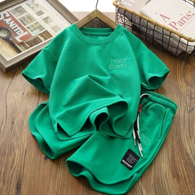 

Summer Teenage Boy Clothes Set Children Girls Letter T-shirt and Shorts 2pcs Suit Kid Short Sleeve Top Bottom Outfits Tracksuit