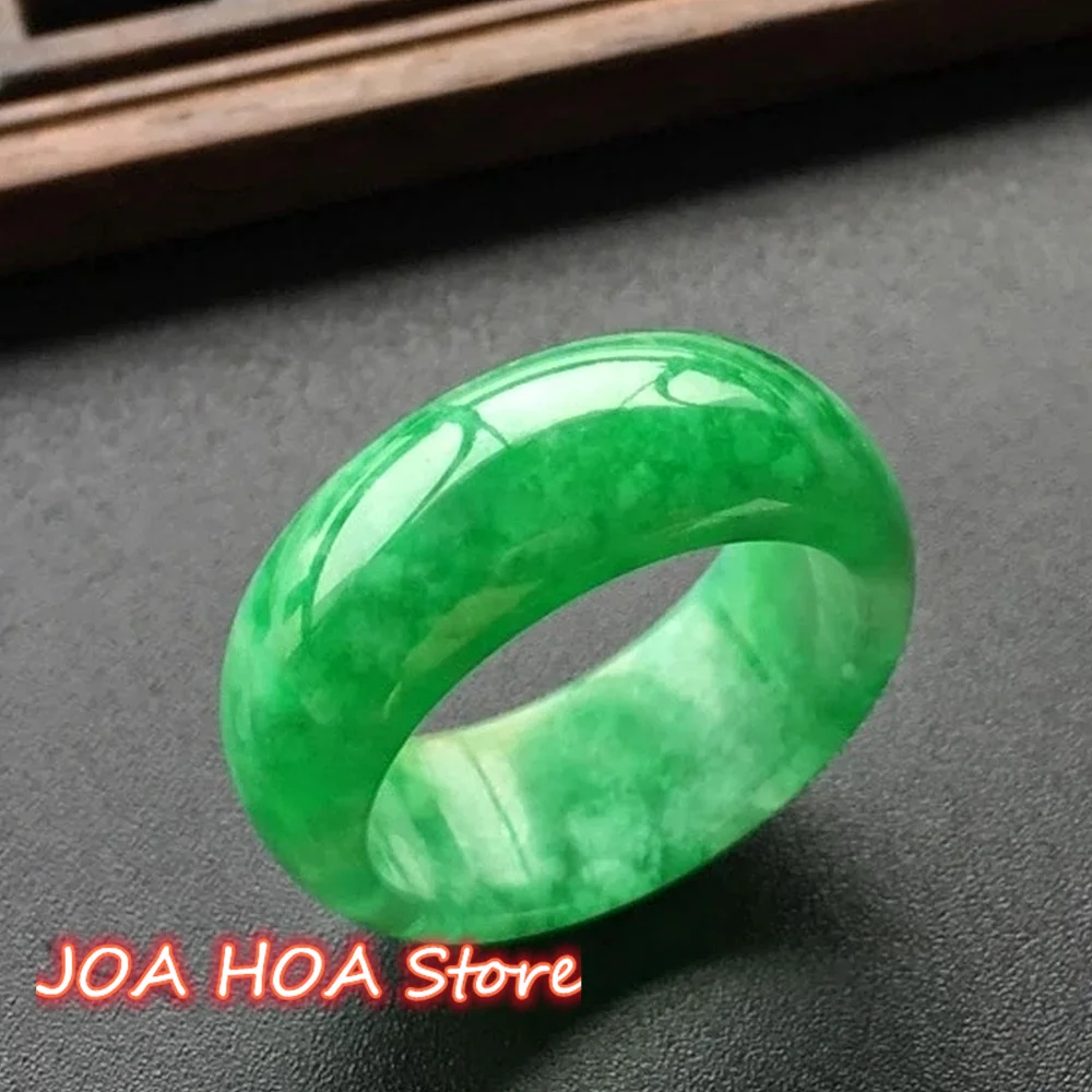 Natural Green Jade Stone Rings Jadeite Amulet Fashion Charm Hand-Hewelry Hand Carved Crafts Gift Women Men Handring Fine Jewelry