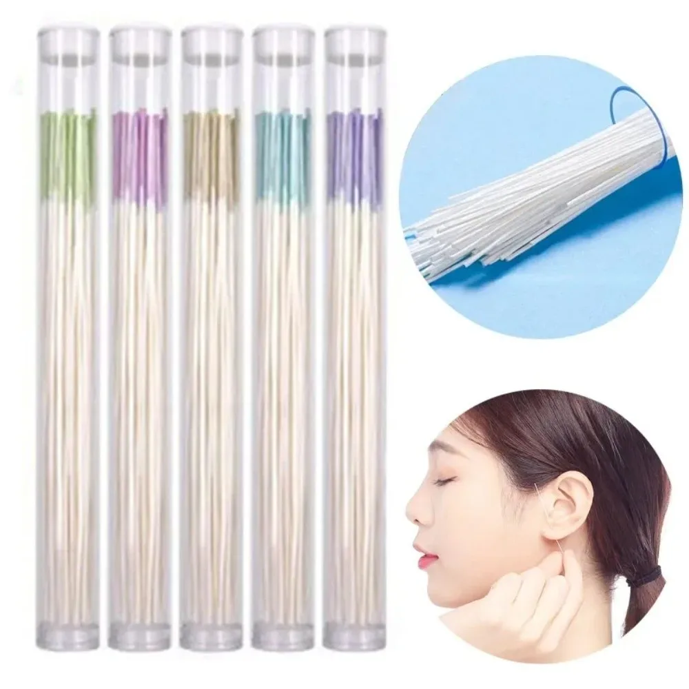 60Pcs Colorful Pierced Ear Cleaning Line Set Herb Solution Paper Floss Disposable Earrings Hole Cleaner Effective Anti-Blocking