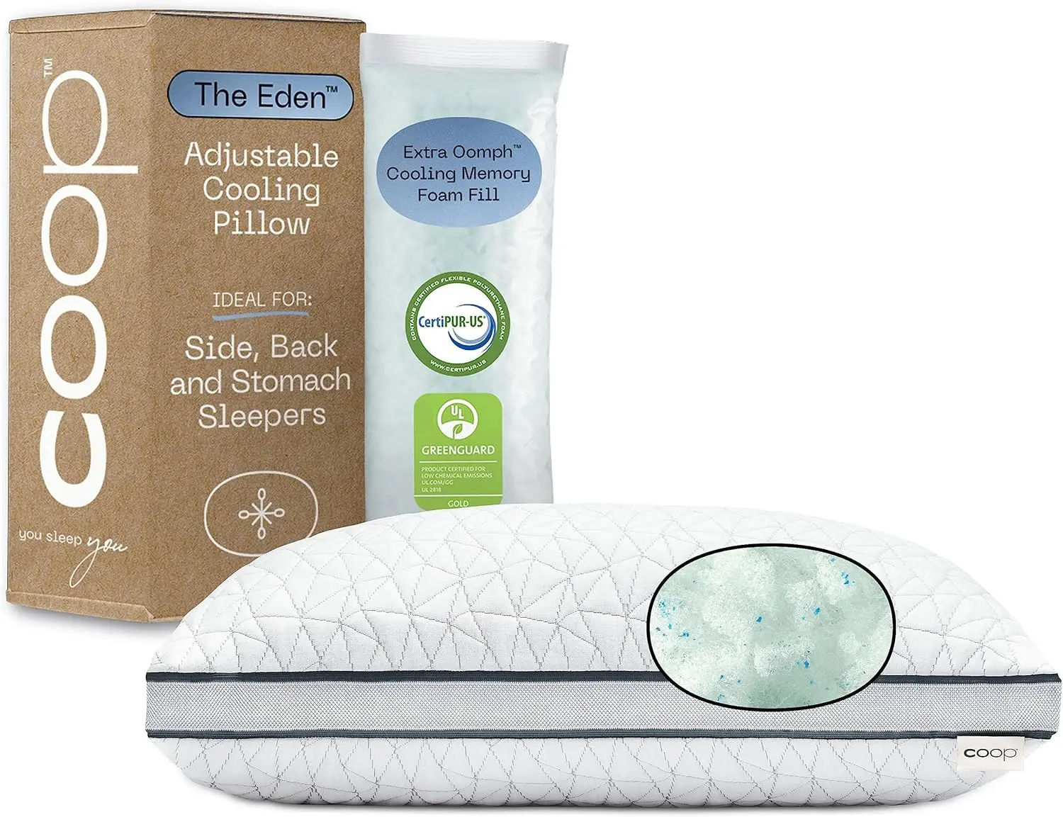 Bed Pillow Queen Size for Sleeping on Back, Stomach and Side Sleeper- Medium Soft Memory Foam Cooling Gel