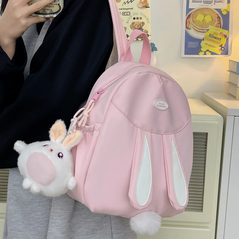 

Ele Spring Outing Lightweight Girls Bapa Travel Bookbag Cute Rabbit Ear Design Small Size for Young Girls And Students