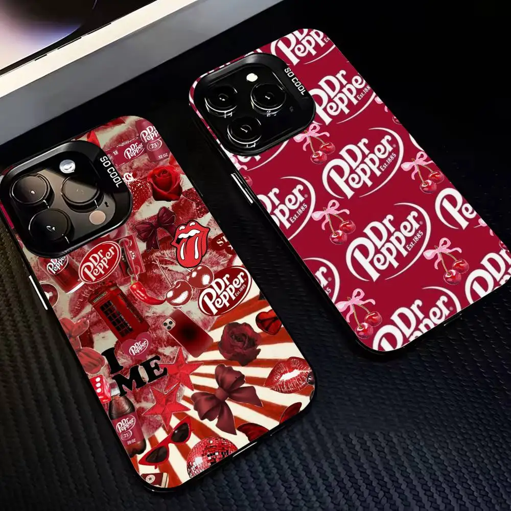 

Cherry D-Drink Dr P-Pepper suger Phone Case For iPhone 17,16,15,14,13,12,11 Plus,Pro Max,XS,Colored Silver Plated Inside Cover