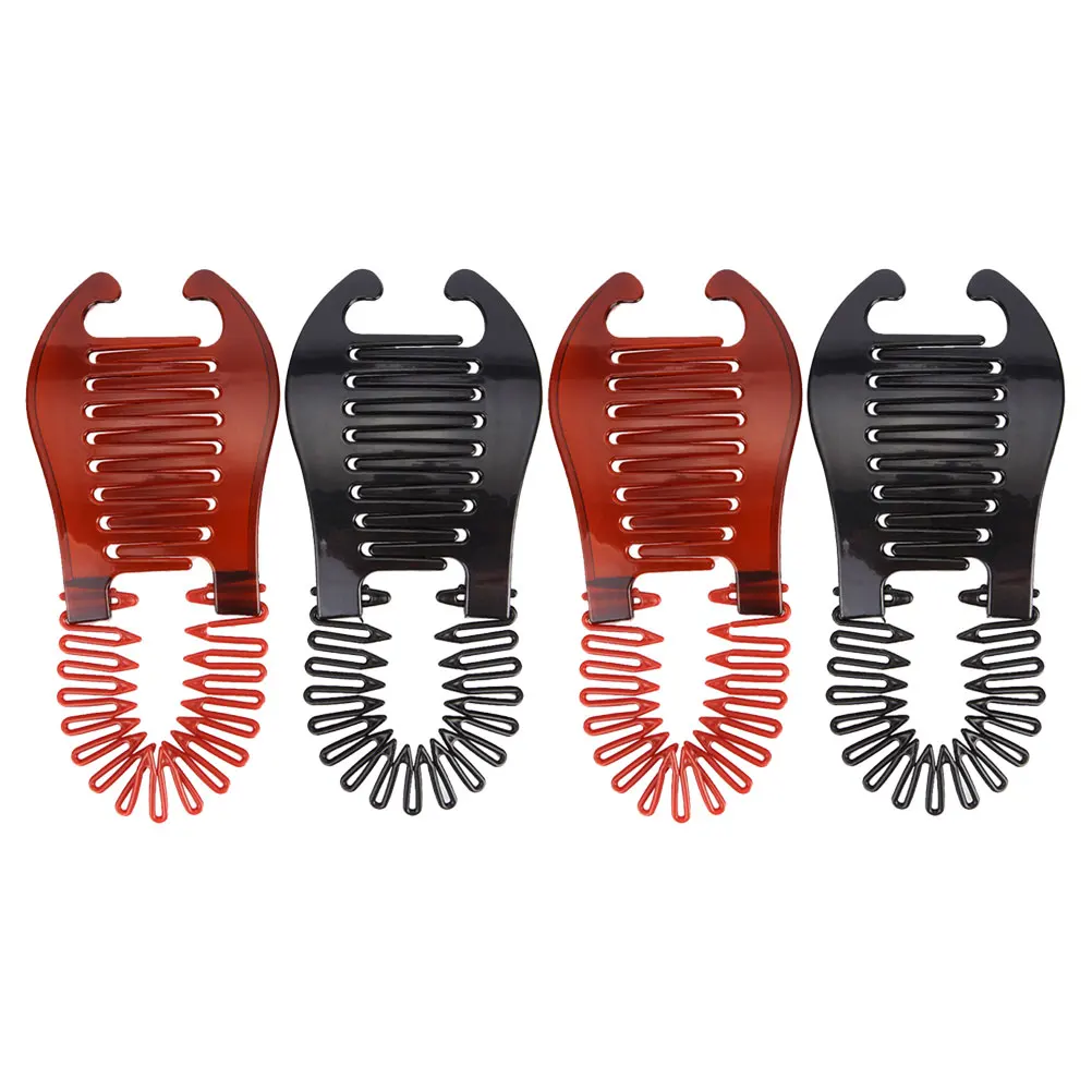 

4 Pcs Plastic Clip Banana for Hair Small Comb Clips Curly Women Ponytail Holder