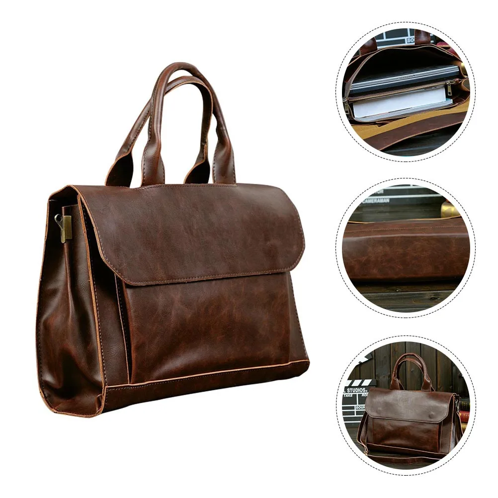 

1pc Pu Crossbody Shoulder Bag For Men Business Travel Laptop Briefcase Portable Computer Bag Fashion Portfolio Attache