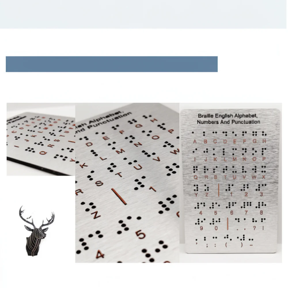 Portable Braille Writing Slate Educational Tactile Aid For Blind Kids Alphabet Number Sensory Learning Board Silver