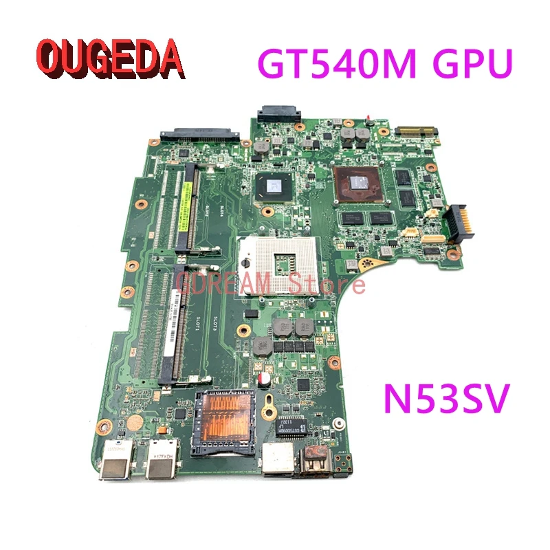 

OUGEDA N53SV Laptop Motherboard For ASUS N53S N53SN N53SM Original Main board HM65 GT540M GPU with 2 RAM Slots Full Tested