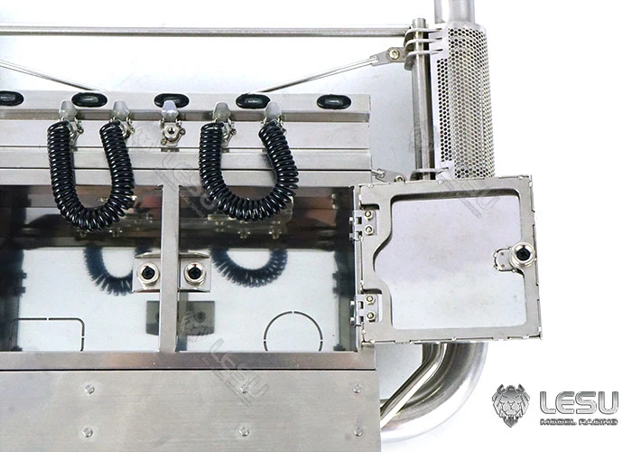 Ausrüstungsregal, Auspuffrohr, Doppelkamin mit Lichtdrahtgestell G-6118 für 1/14 Tamiya RC LESU Ferngesteuerter Anhänger, Spielzeugteile – Detail 8