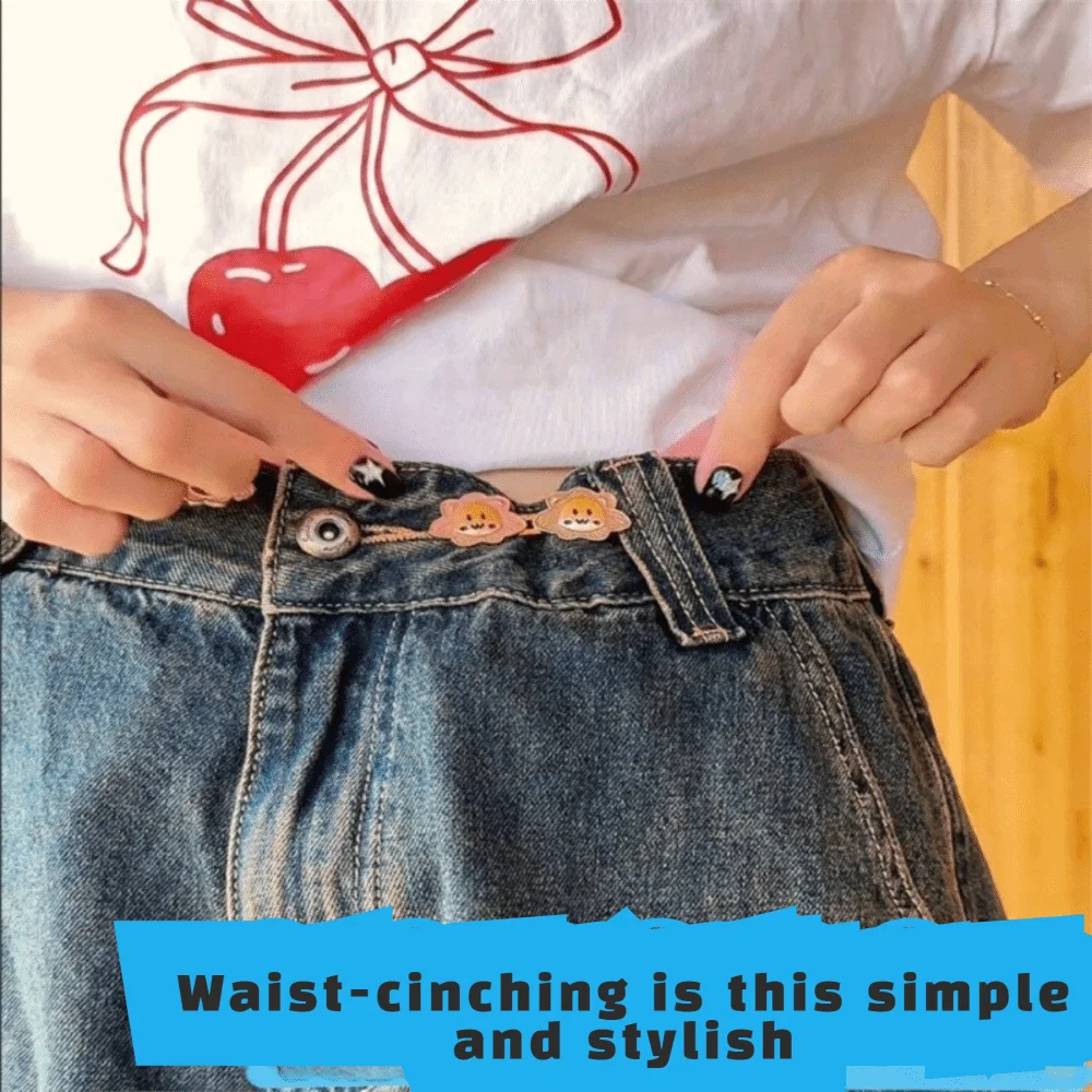 Bottoni Jean a base piatta a forma di leone Installazione senza cucitura Tenditore portatile per pantaloni in vita Speciale regolabile