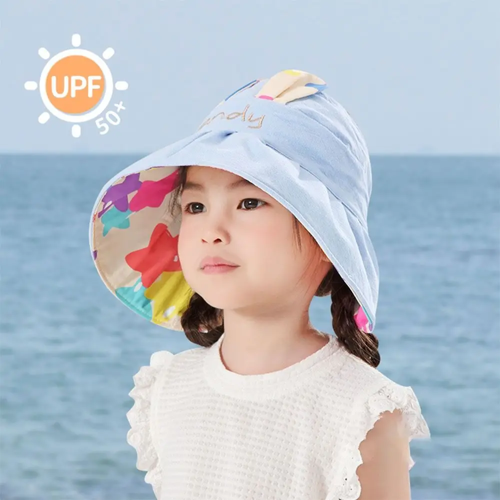 Sombrero de sol para niños con diseño hueco, ala ancha ajustable, sombrero de protección solar para niñas UPF 50+ 6M-5Y, sombrero de protección solar para bebés