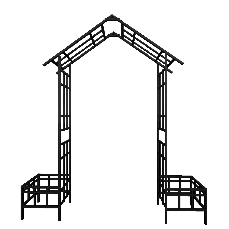 

Metal Garden Arch with Adjustable Width W68.11''~W94.29'' Climbing Plants Support Rose Arch Outdoor Black
