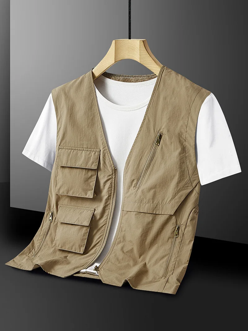 

2024 new spring and autumn men's outdoor multi-functional multi-pocket quick-drying fishing vest vest casual coat waistcoat