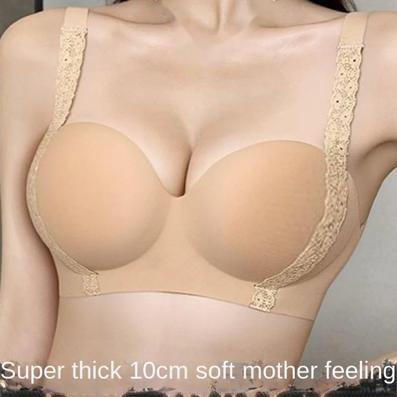 Round Cup Small Chest Push-Up Bra For Women, Thick 10CM, Side Breast Collection, Anti-Sagging, Lift-Up, Half Cup, Enhancing