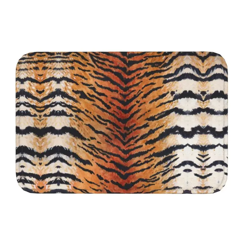 Exotic Cat Tiger Stripe Skin Texture Front Door Mat Anti-Slip Indoor Quick Dry Animal Art Doormat Balcony Entrance Rug Carpet