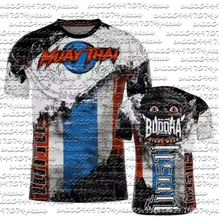 Muay Thai Buddha Fight Wear Thailand Flag Print Compression Training T-Shirt Kids/AdultsY2K Oversized T-shirt Family Matching
