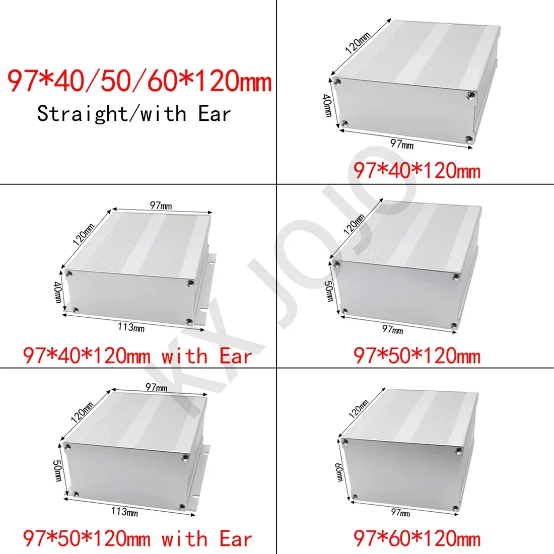 

Aluminum Enclosure 97*40/50/60*120mm Split Electrical Box Straight/with Ears Separate Circuit Board Case DIY Silver