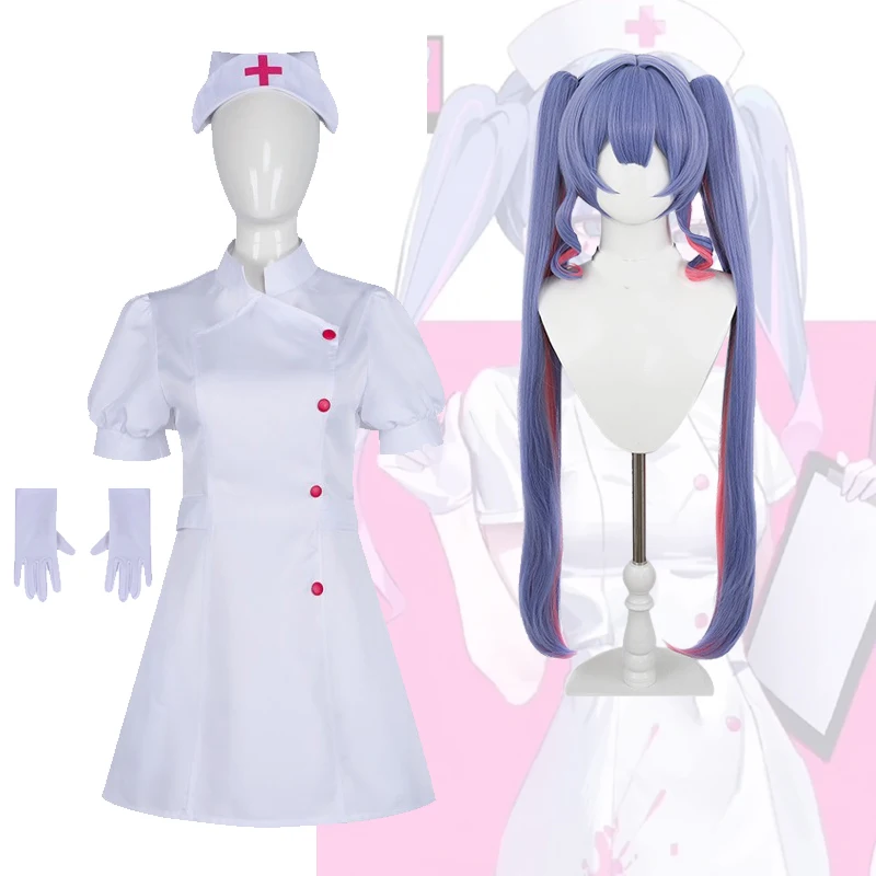 

Halloween Rabbit Hole Cosplay Costume Wigs Project Sekai Royal Highness Princess Virtual Singer Cosplay Nurse Dress And Hat