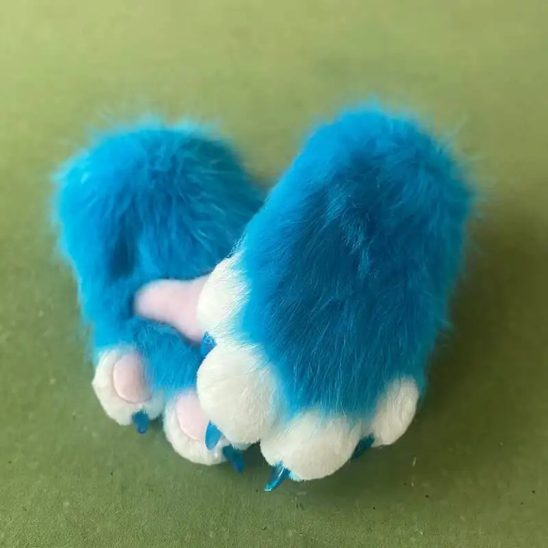 Nieuwe Fursuit Kigurumi Harige Dierenpoten Handschoenen Nagels Kig Cosplay Kostuum Wearable Harige Dieren Kleurrijke Klauwen Cos Rekwisieten Halloween