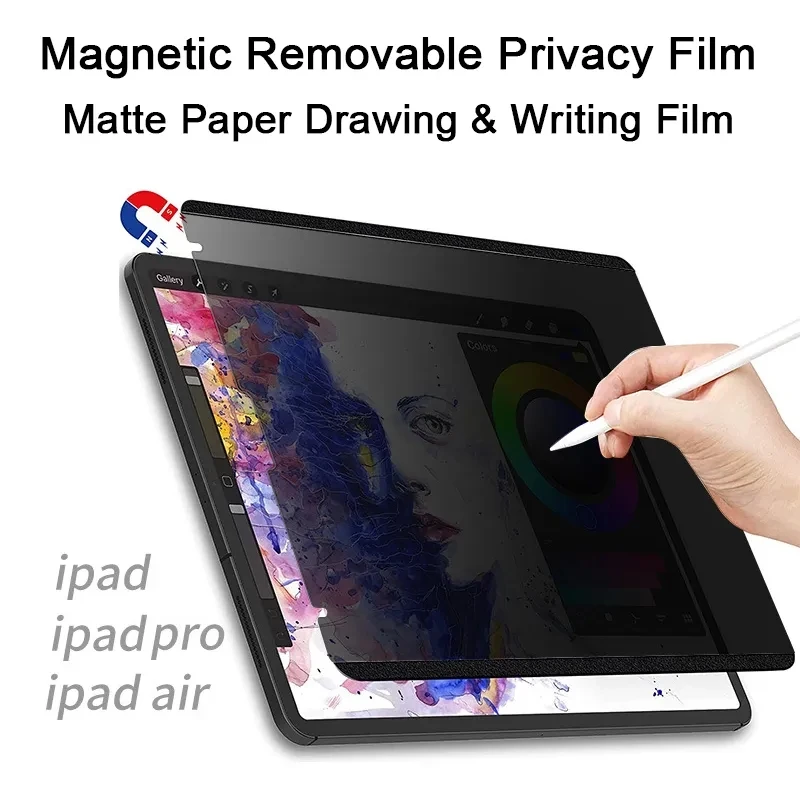 Magnetic Privacy Screen Protector for iPad 10.2 Pro 11 12.9 Air 9.7 10.9 10.5 Mini 5 6 Anti-peep Filter Removable Drawing Film