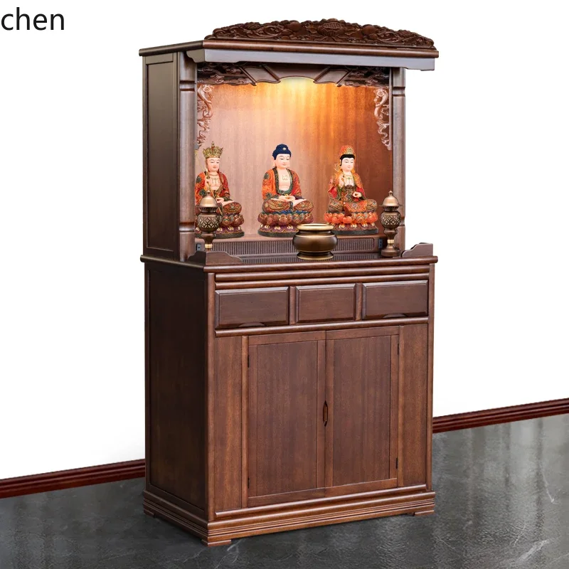 Buddhist shrine offering table Solid wood God of Wealth Guanyin Buddhist cabinet offering Buddhist shrine