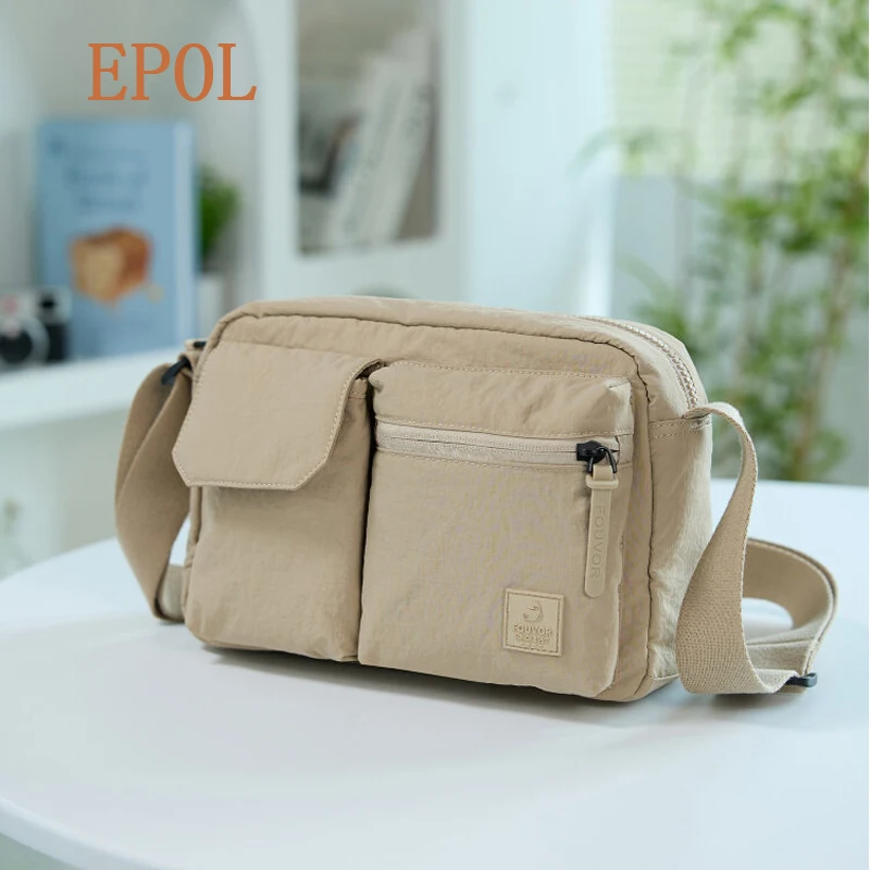 

Epol Women's Shoulder Bag Ultra Light Vintage Multi-Pocket Crossbody Bags 2026 Casual Simple Fashion Small Square Bag 3071-03