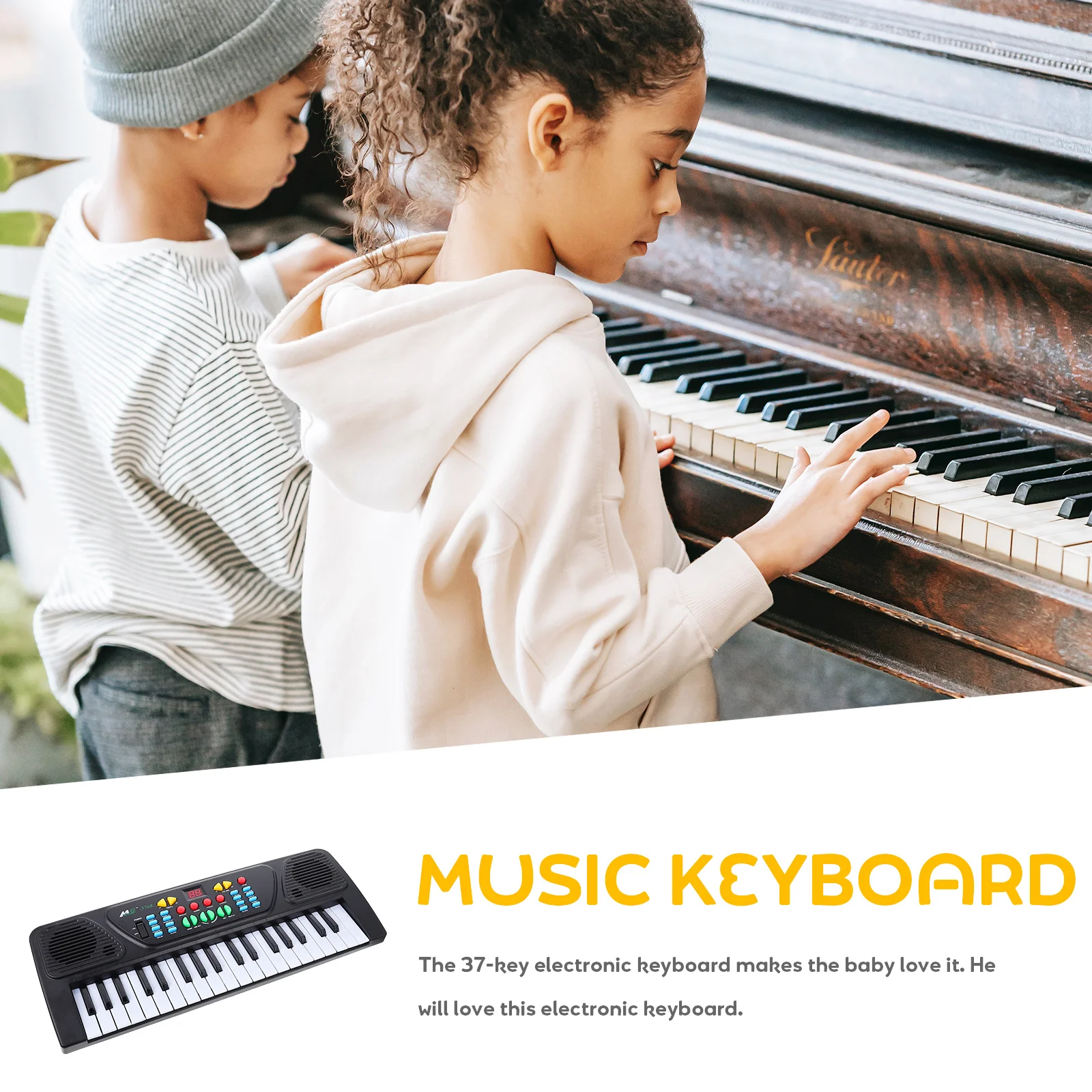 1Set Colorful Music Electronic Keyboard 37-Key Durable ABS Kids Learning Educational Piano Plaything Multipurpose Piano Toy