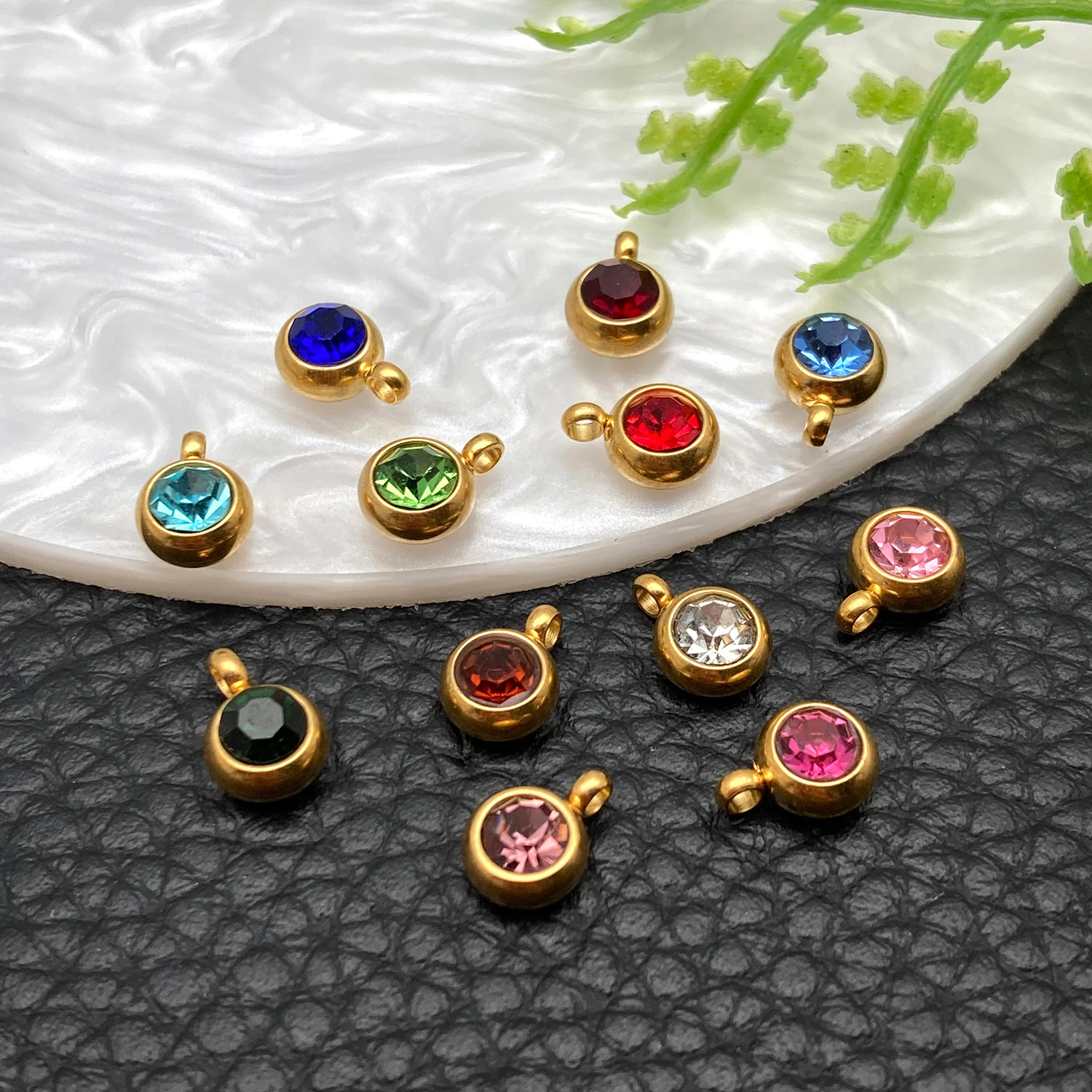 12/20pcs 6x8.5mm vertical hole 1.5mm golden twelve stars stone birthstone charms pendant DIY bracelet necklace accessories