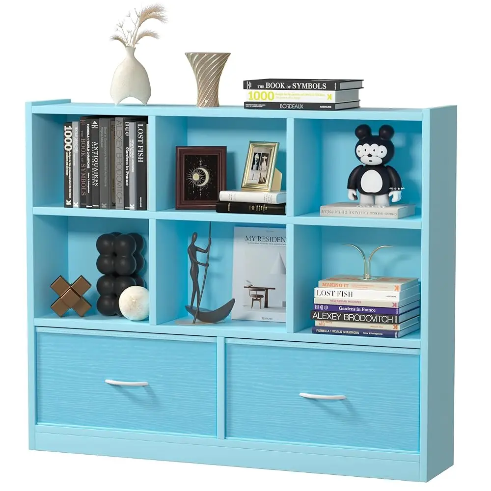 

Cube Bookshelf Storage Organizer Bookcase,8 Cube Open Mid-Centur Shelf,Freestanding Display Bookshelve, Modern Wide Kids Toy