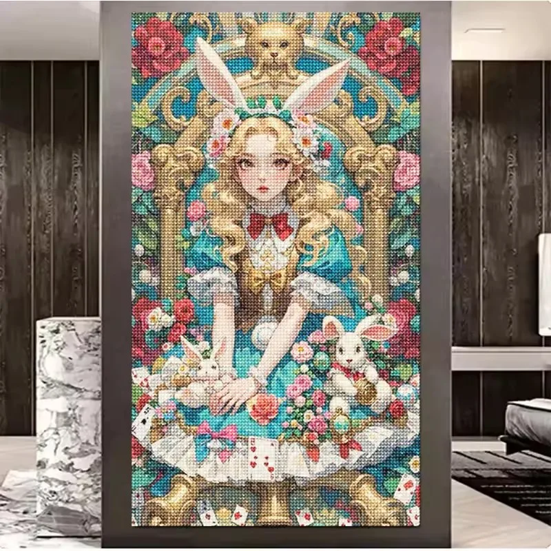 Princess Rabbit Diy Large Diamond Painting Full Square Round Diamond Mosaic Art For living Room Holiday Gift Cartoon Home Decor