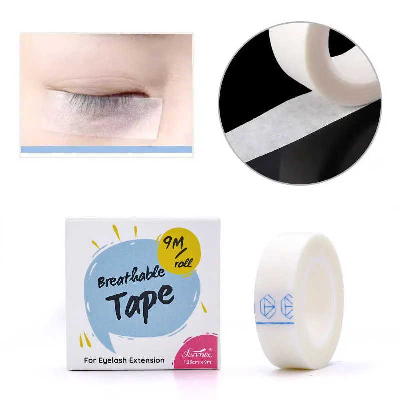 1 Roll 9Mx1.25cm Breathable Eyelash Extension Tape Grafting Lashes Under Patch Non-Woven Micropore Adhesive Tape