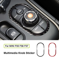 For MINI One Cooper S F55 F56 F57 Accessories Carbon Fiber Car Cover Central Control Multimedia Knob Decoration Stickers