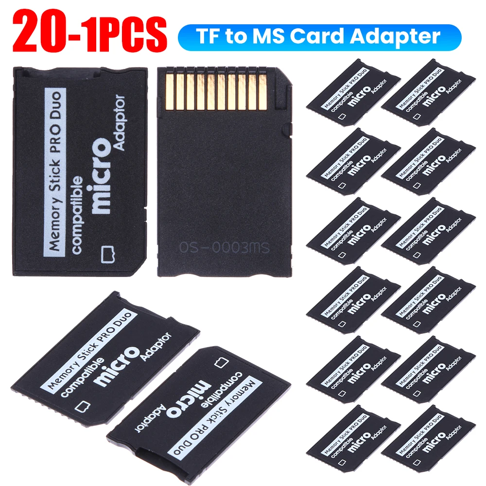 TF To MS Card Mini Memory Stick Card Adapter Plug and Play Card Reader Adapter Replacement Parts Accessories for Pro Duo