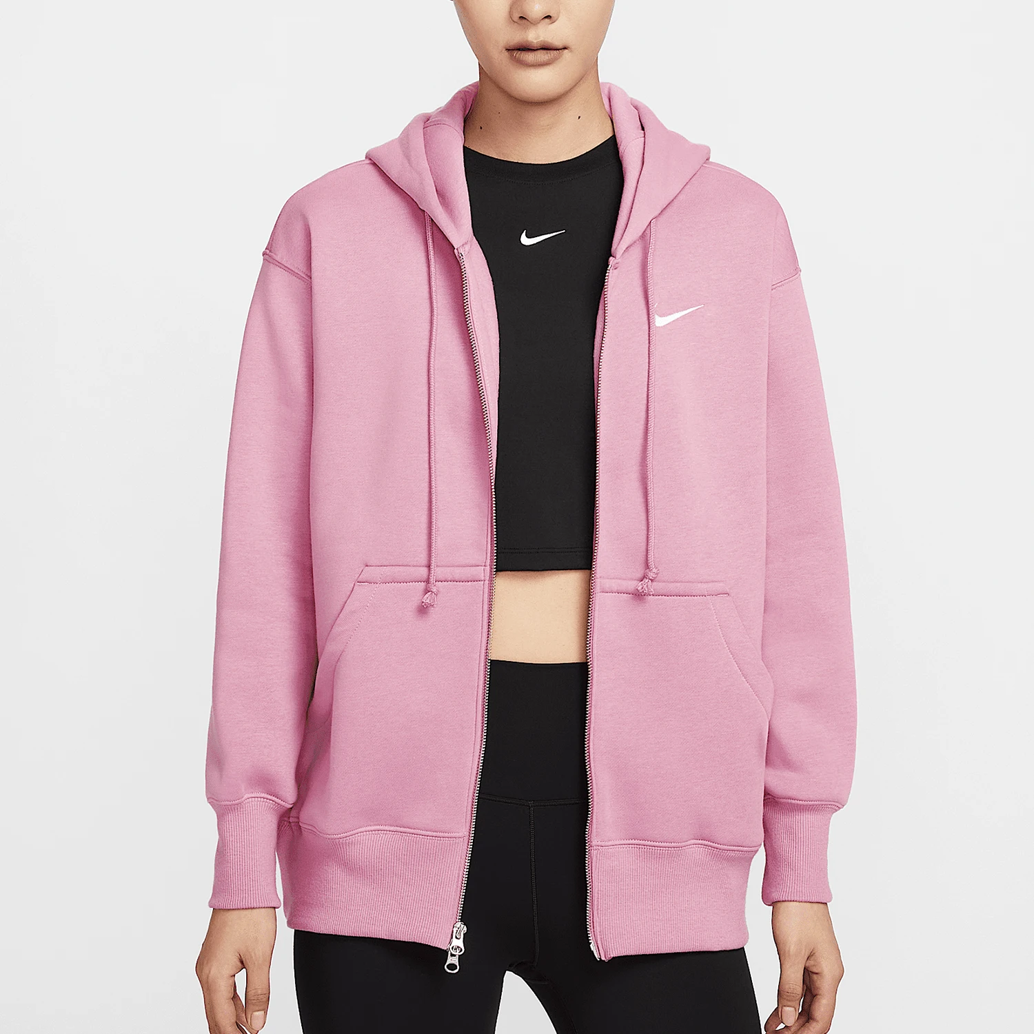 

Оригинальная новая женская флисовая трикотажная куртка Nike на молнии, свободного кроя, модная, DQ5759-699
