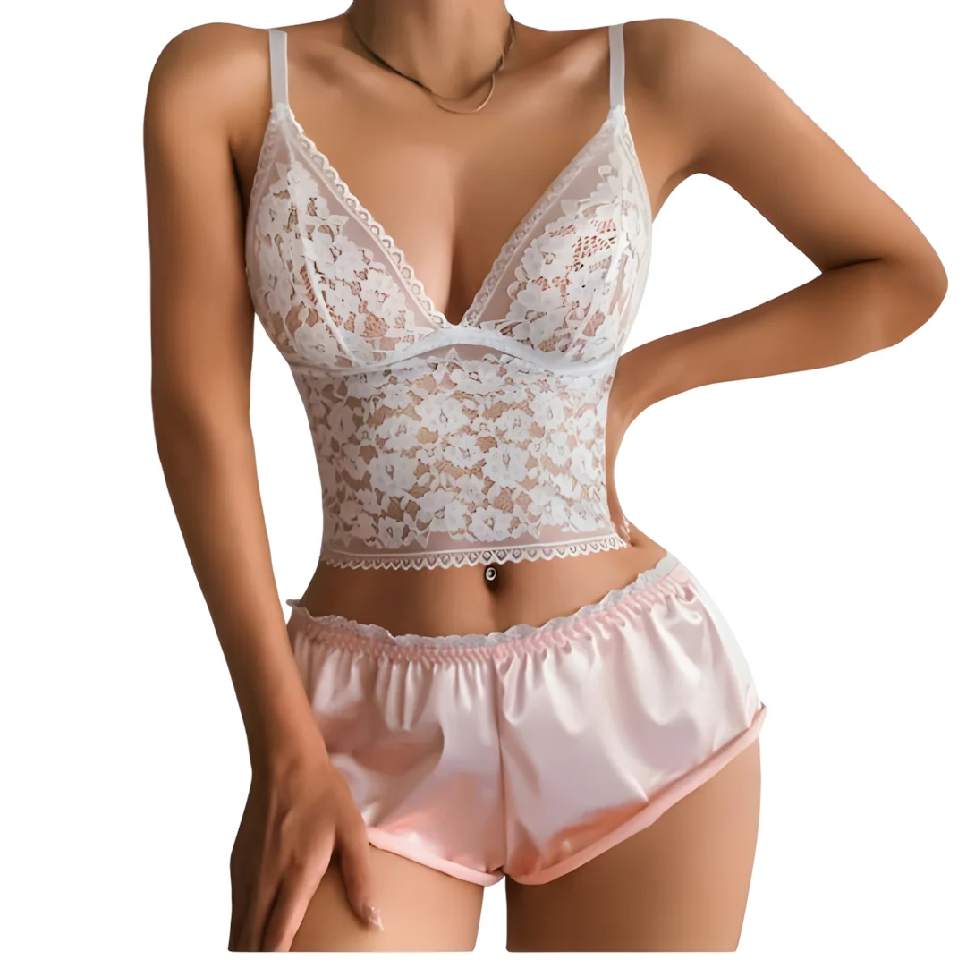 

Sexy Backless Lace Bralette Women's Thin Strap Underwear Gathered Chest Summer Top Anti-exposure Tank Style Comfortable Fit 9527