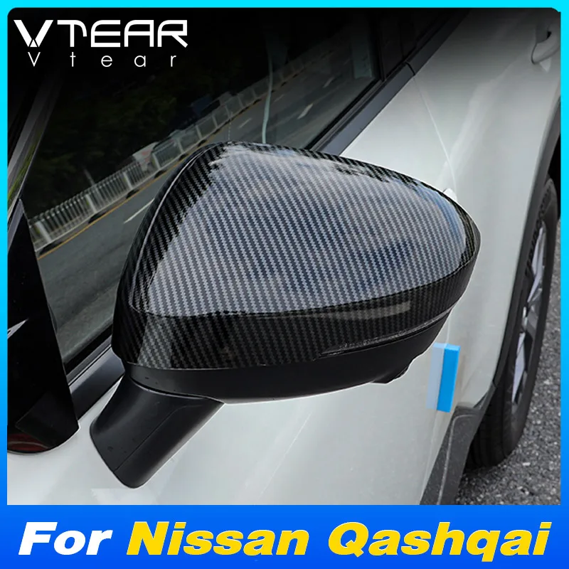 Vtear Exterior Car Rearview Mirror Cover Rain Shield Cap Sticker Protective Decoration Accessories For Nissan Qashqai 2023 2024