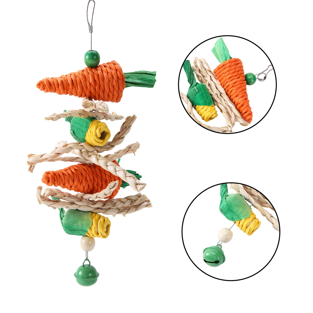 1 Set Parrot Handwoven Carrot Corn Vine Ball Toy Entertainment Stress Relief Mouth Teeth Grinding Anti-Fur Chewing Bird Supplies