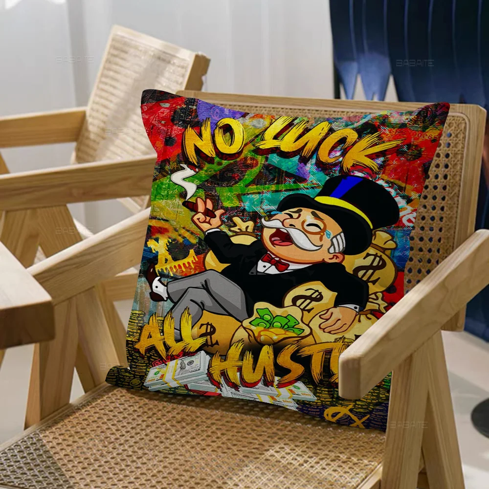 Cartoon Dollar Aalec MonopolyS Pillow Covers Cartoon Sofa Decorative Home Double-sided Printing Short Plush Cute Cushion Cover