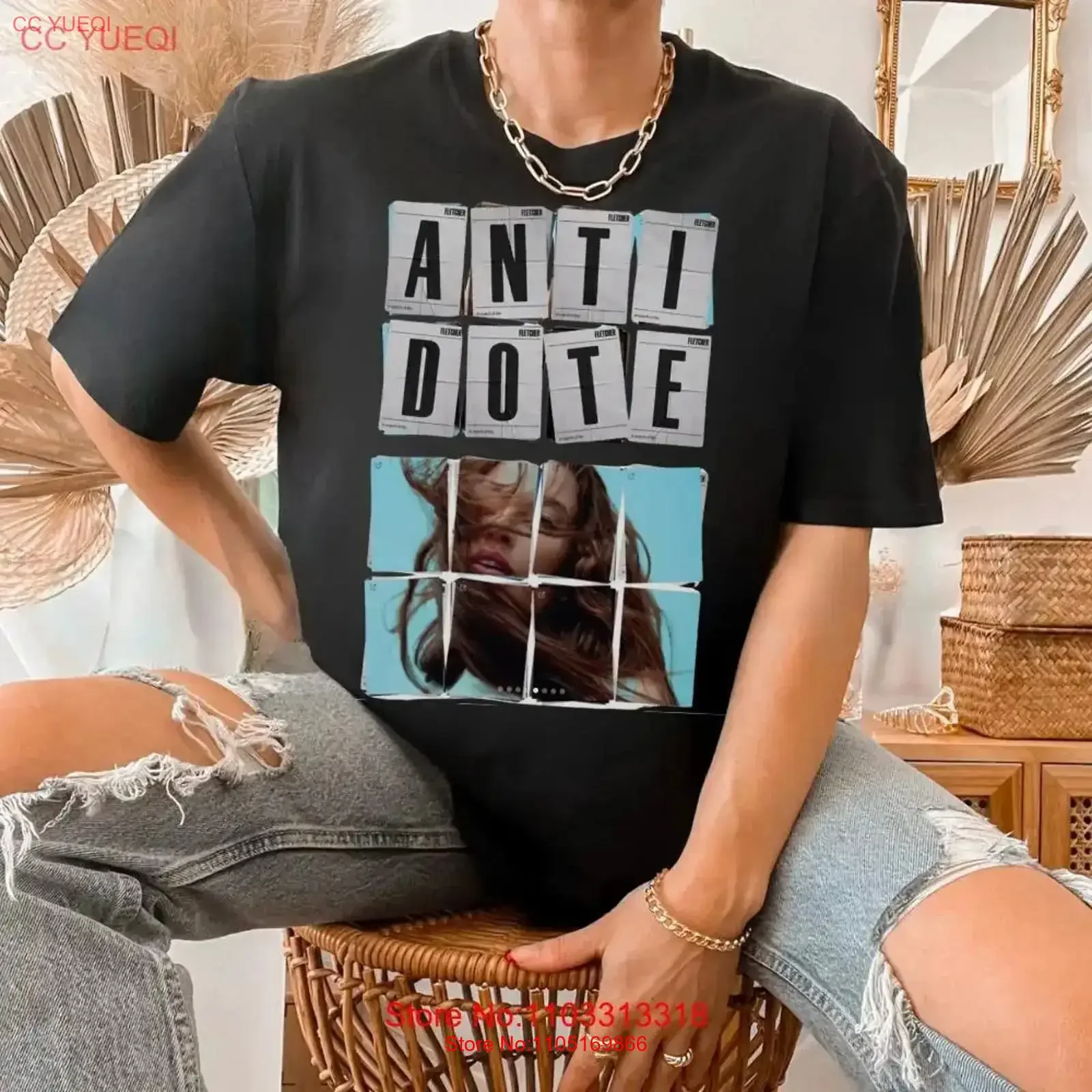 تي شيرت Fletcher Tour Merch بحثًا عن ألبوم antidote عتيق مغسول قليلاً ملابس شارع عصرية قابلة للتنفس