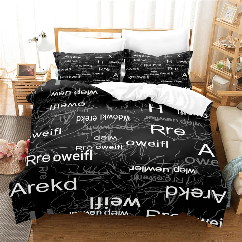 Black Bedding Set Cartoon Fashion Youth Duvet Cover Women Duvet Cover Bedroom Gorgeous Bedding King/Queen Duvet Cover Set