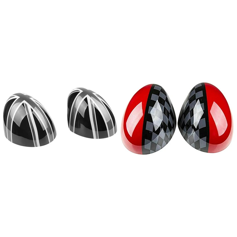 4 Pcs Car Door Side Mirror Cover Caps for Mini Cooper Hardtop F54 F55 F56 F57 F60 Series Black&Gray