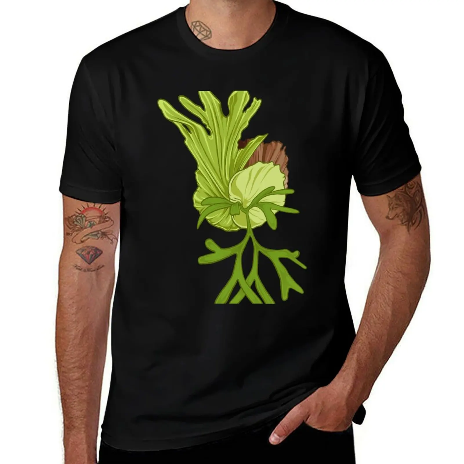 

staghorn fern illustration - platycerium coronarium T-Shirt Outdoor Work Short Sleeve Top