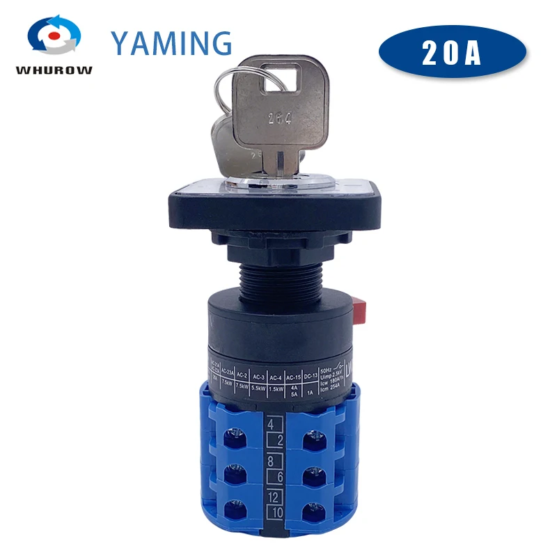 LW26-20YS5/3 تركيب ثقب واحد 22.3 مللي متر مفتاح القفل المزدوج مفتاح الطاقة المحرك العالمي نقل 20A مفتاح كام دوار #3